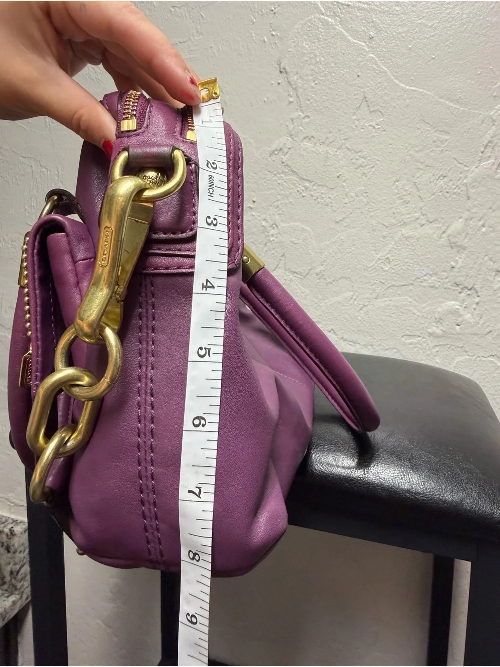 Coach Purple Leather Satchel with Gold Hardware